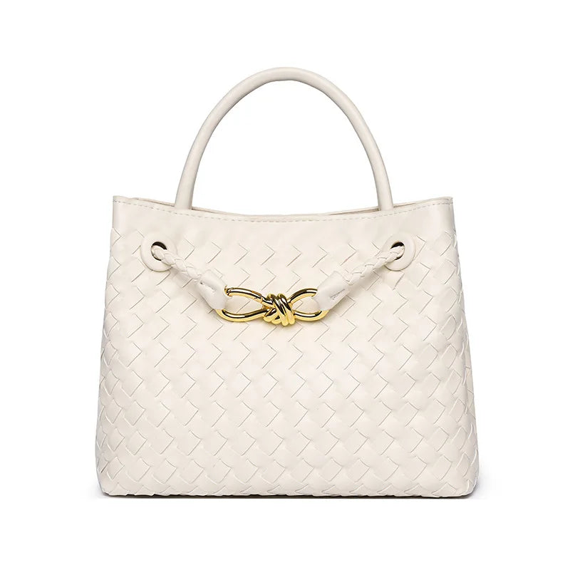 'Orla' Leather Woven Top-Handle Bag
