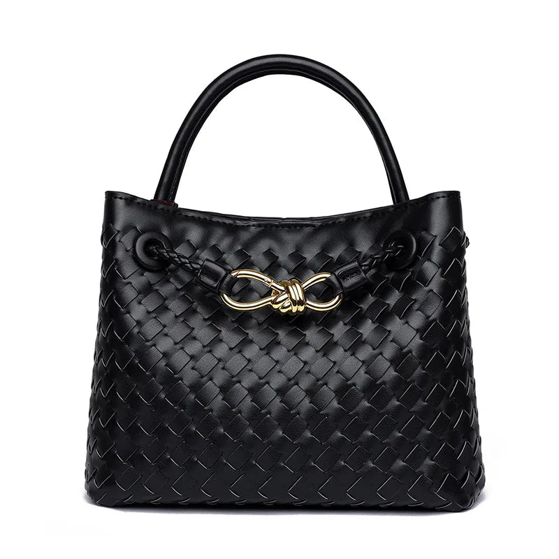 'Orla' Leather Woven Top-Handle Bag 