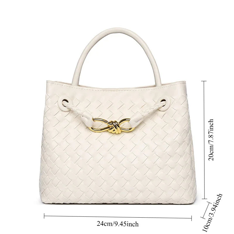 'Orla' Leather Woven Top-Handle Bag 