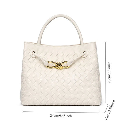 'Orla' Leather Woven Top-Handle Bag 