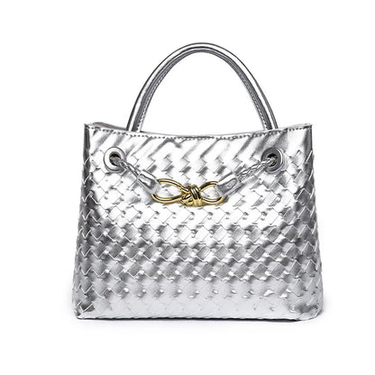 'Orla' Leather Woven Top-Handle Bag 