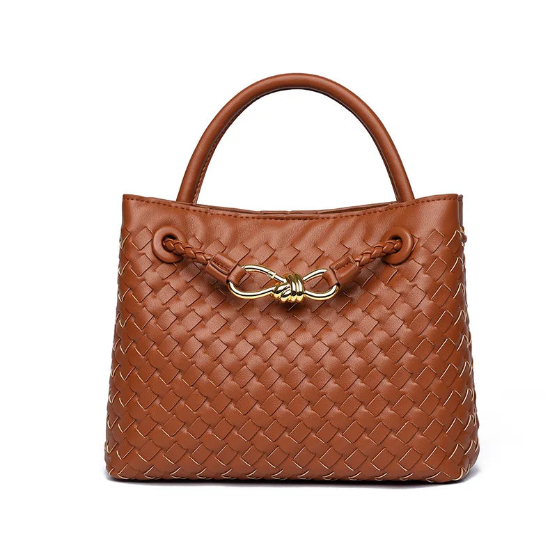 'Orla' Leather Woven Top-Handle Bag 