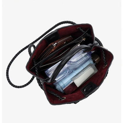 'Orla' Leather Woven Top-Handle Bag 